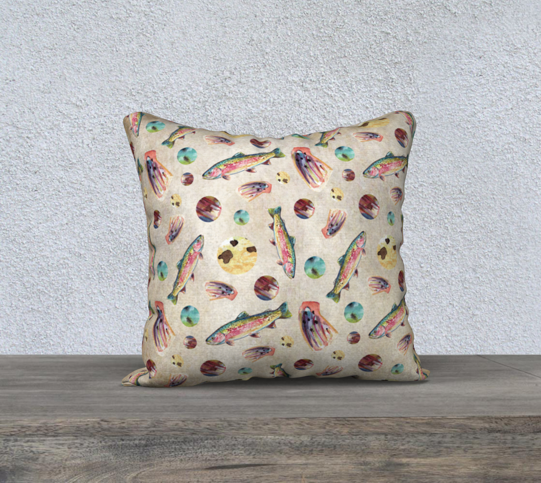 18 x 18 Rainbow Trout Pajama Print